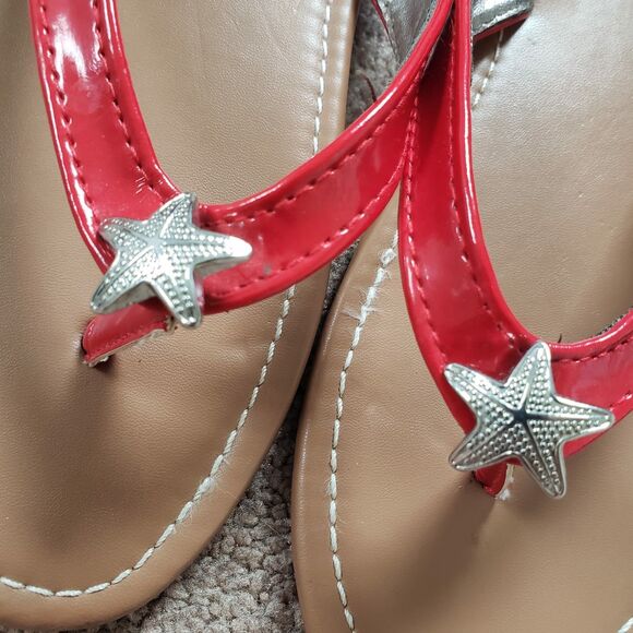 Talbots Women's Sandals Flip Flop Red Slip On Casual Toe Post Open Toe Low Top 9 - Picture 3 of 5